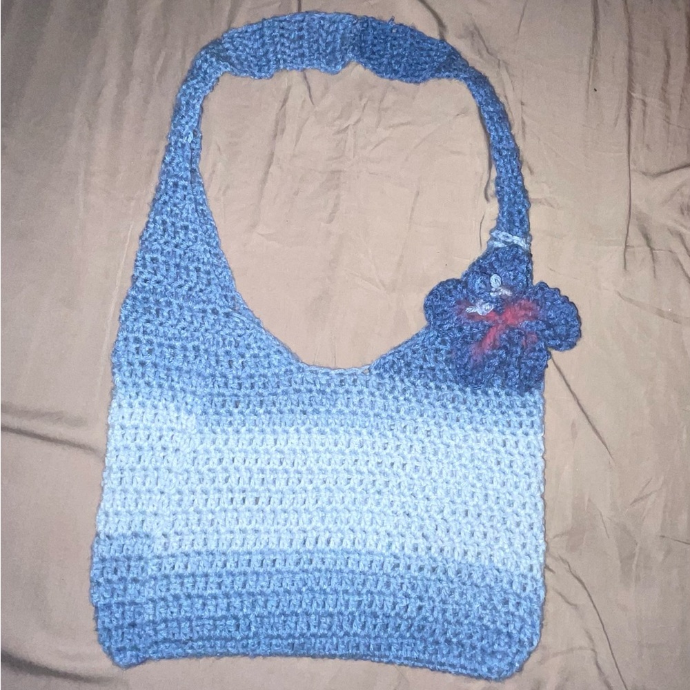 Blue Crochet Shoulder Bag